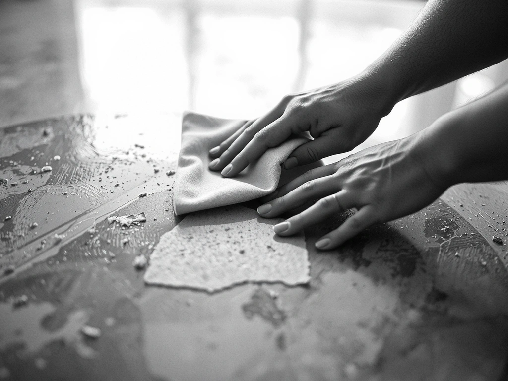 Detalle técnico: manos ajustando paño de microfibra