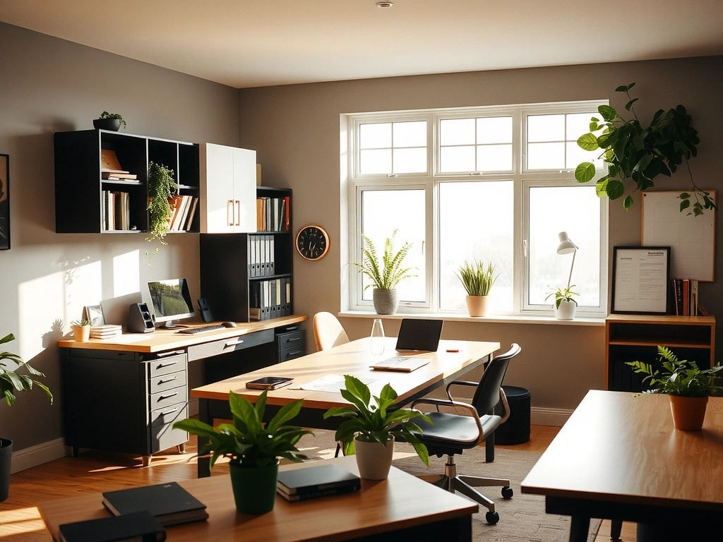 Espacio de trabajo resuelto con luz natural